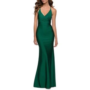 La Femme NWT Wrap Front Strappy Back Jersey Gown Dress Size 8